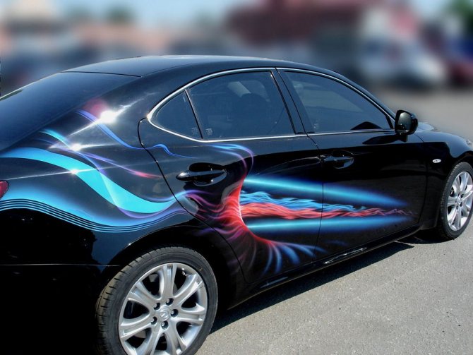 Аэрография на черном Лексусе