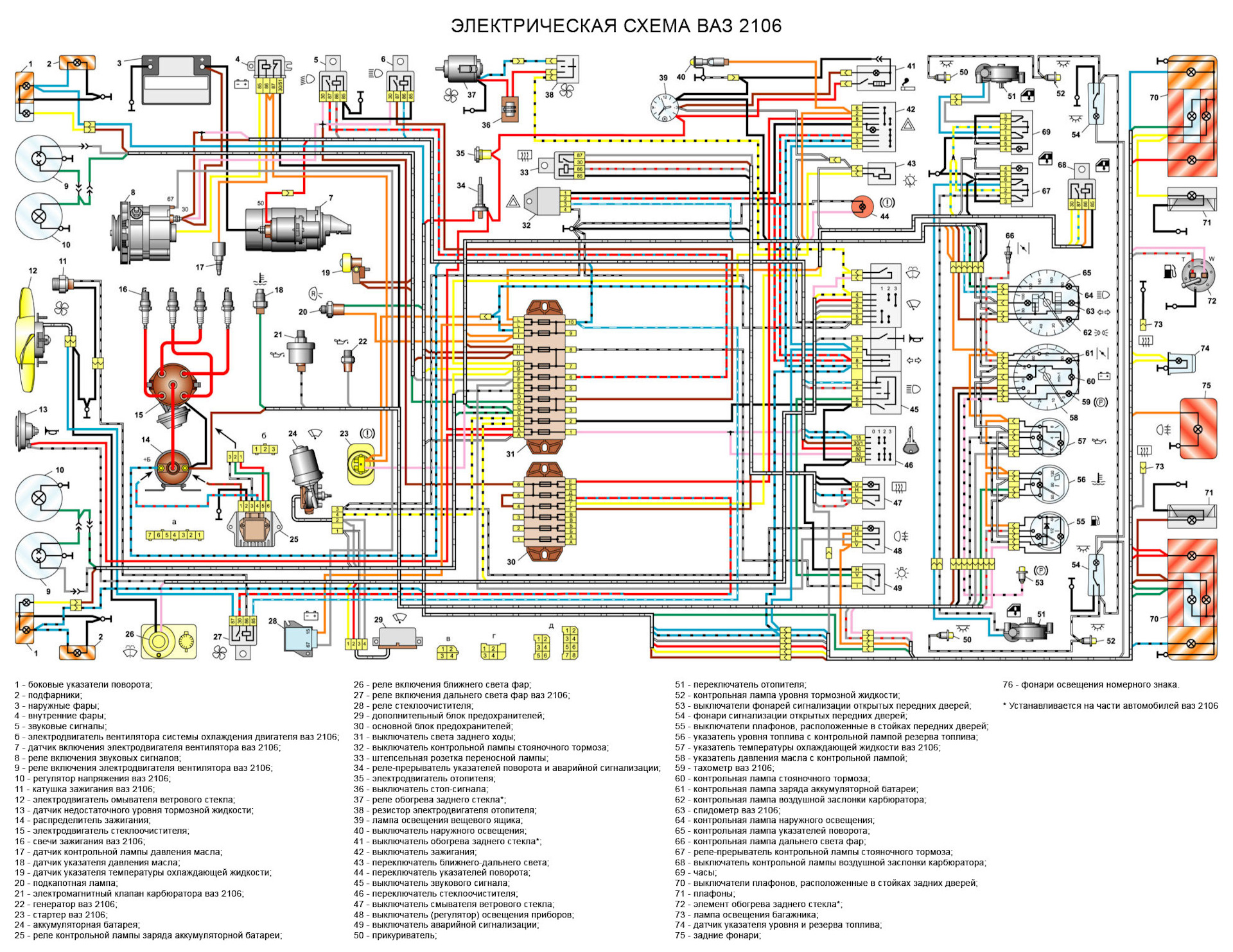 Схема электропроводки ВАЗ 2106